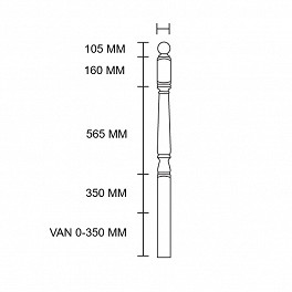 Hoofdbaluster grenen 90 mm.